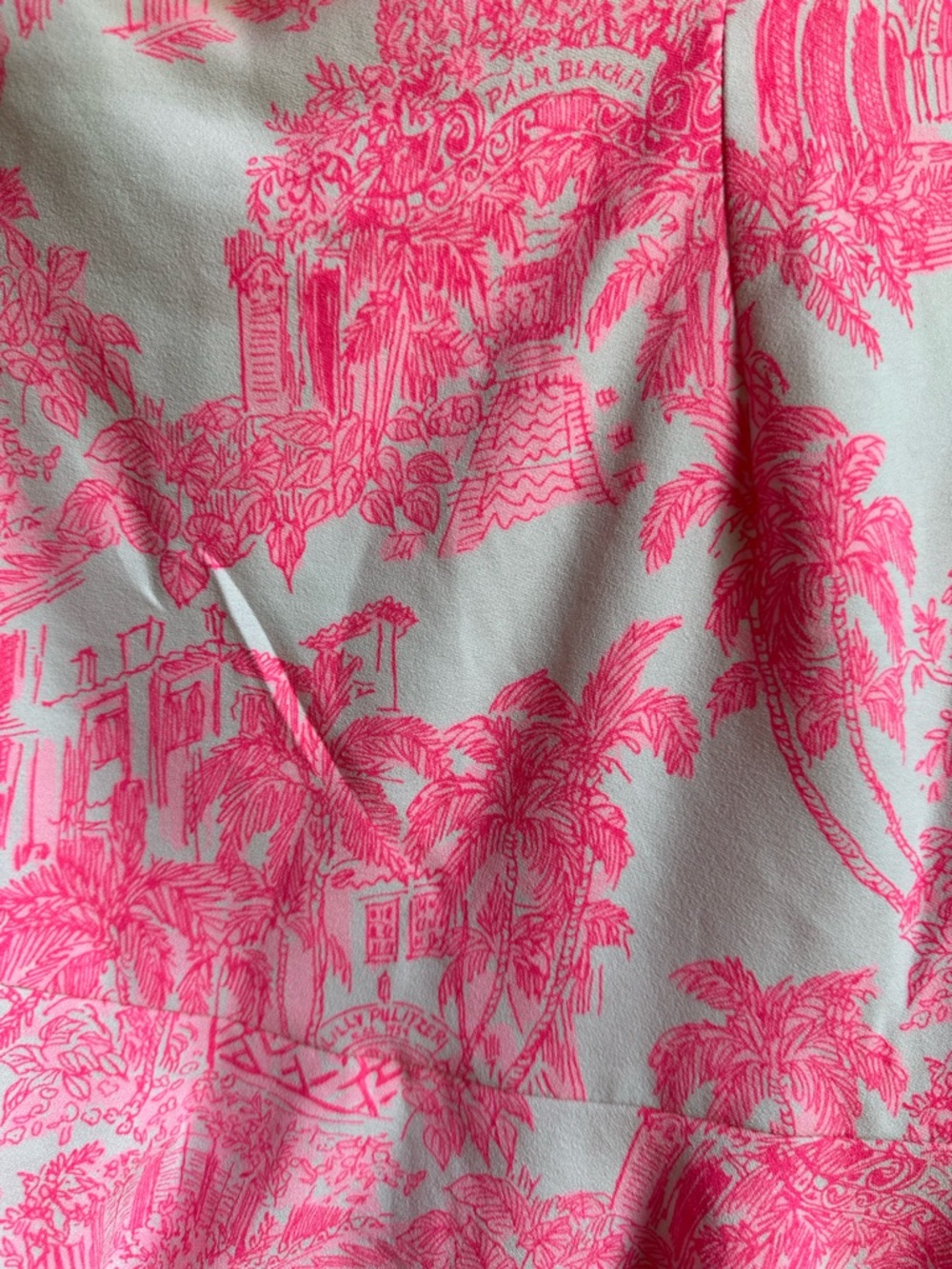 Lilly Pulitzer Pink Toile One-Shoulder Ruffle Mini Dress Romper Size 8 - Picture 3 of 6